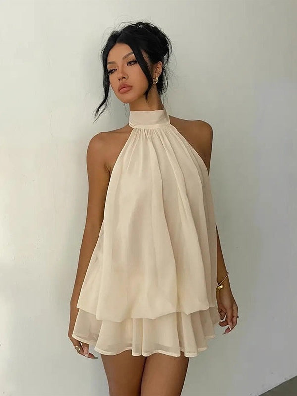 Vestido mini en capas, ligero y vaporoso