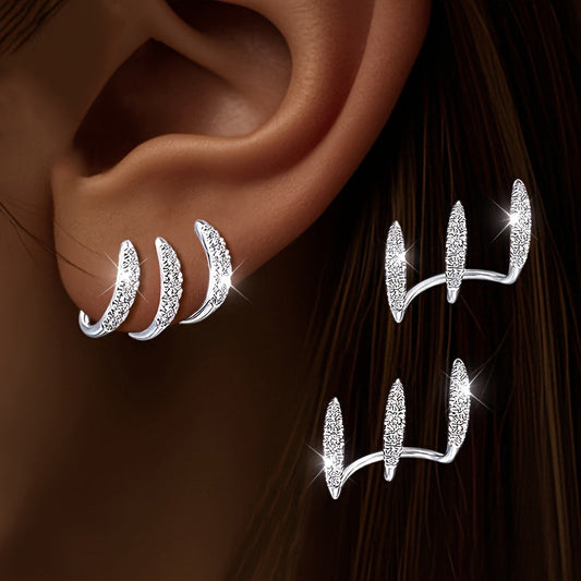Elegantes pendientes de diamantes de imitación con tres garras