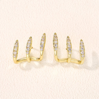 Elegantes pendientes de diamantes de imitación con tres garras