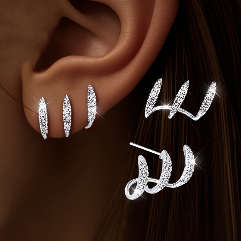 Elegantes pendientes de diamantes de imitación con tres garras