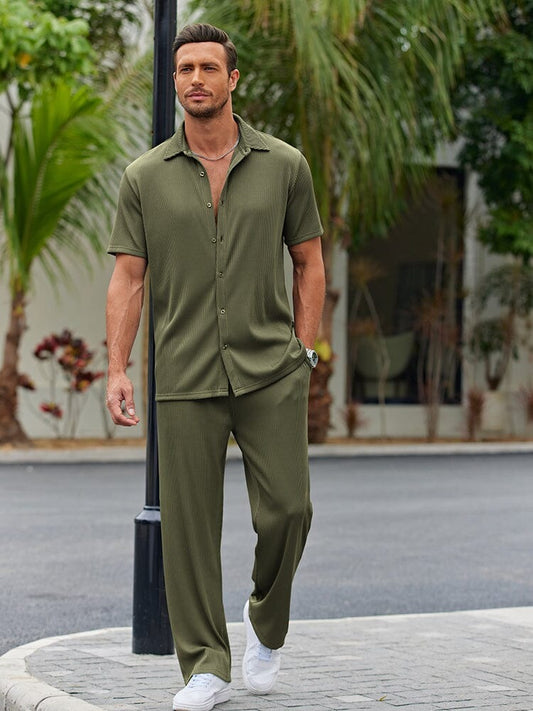 Conjunto Élite™ – Camisa y Pantalón Casual para Hombre