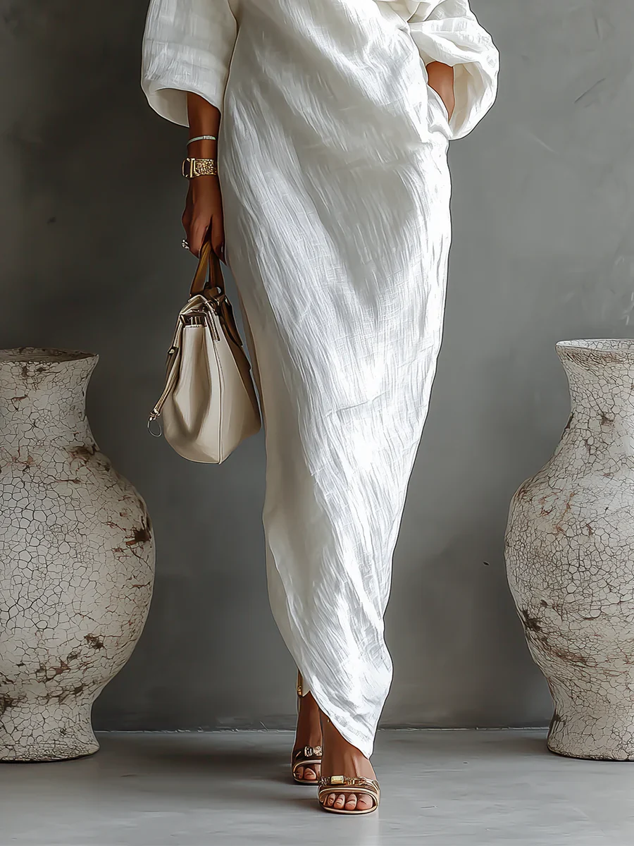 Vestido Largo Asimétrico de Lino – Elegancia Atemporal