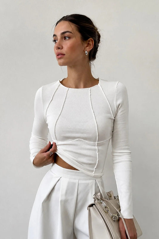 Camiseta Canalé de Manga Larga | Elegante, Ajustada y Cómoda