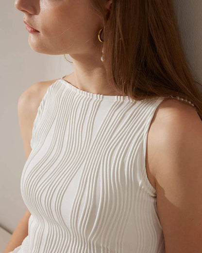 Vestido Élia Pearl Wave – Elegancia Texturizada