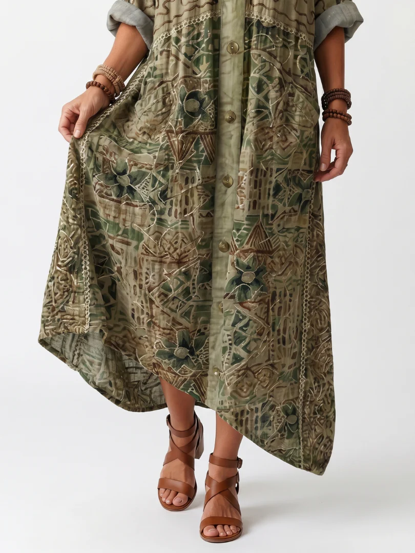 Vestido Midi Oversize con botones y bolsillo