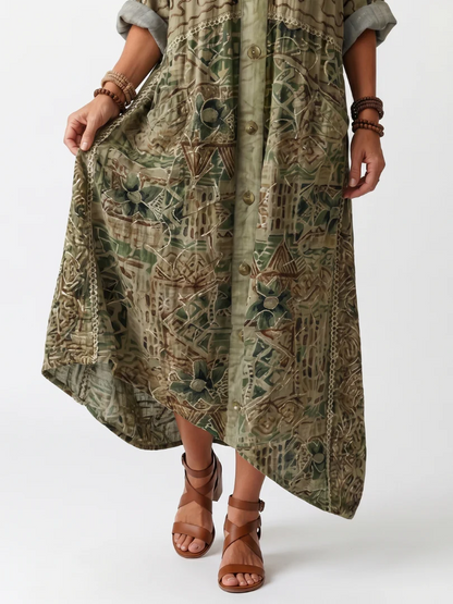 Vestido Midi Oversize con botones y bolsillo