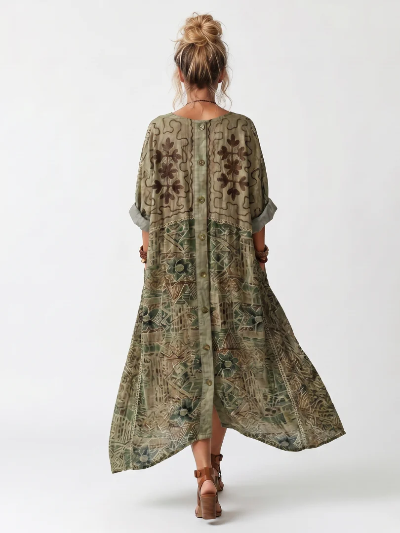 Vestido Midi Oversize con botones y bolsillo