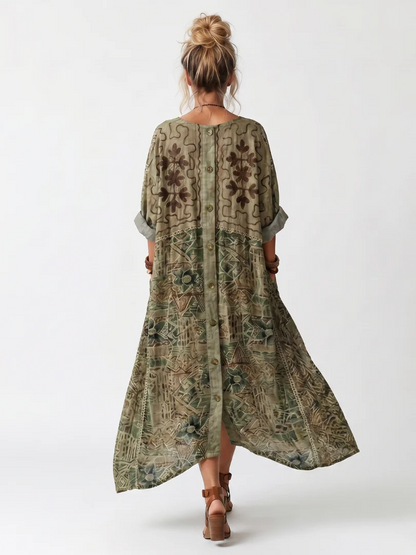 Vestido Midi Oversize con botones y bolsillo