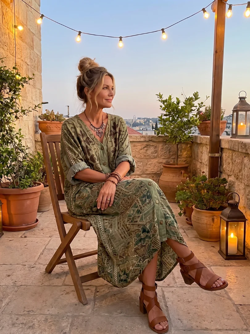 Vestido Midi Oversize con botones y bolsillo