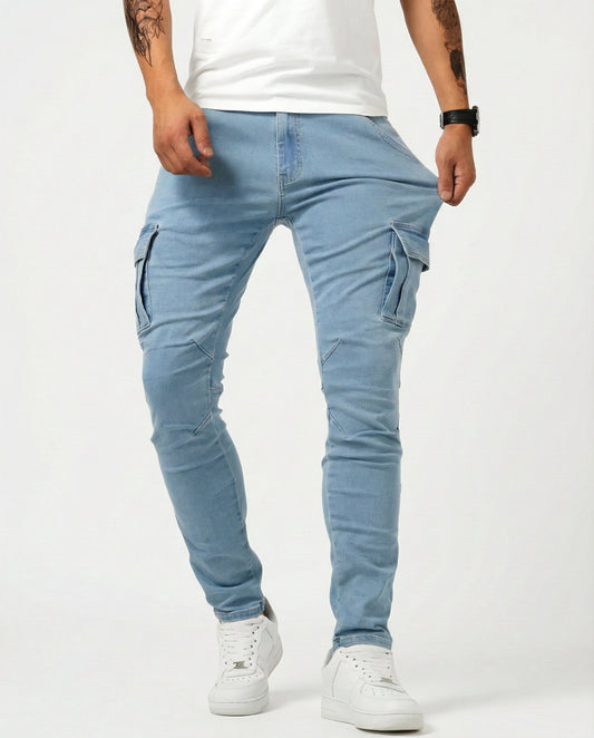 Pantalón Cargo Marino Elástico