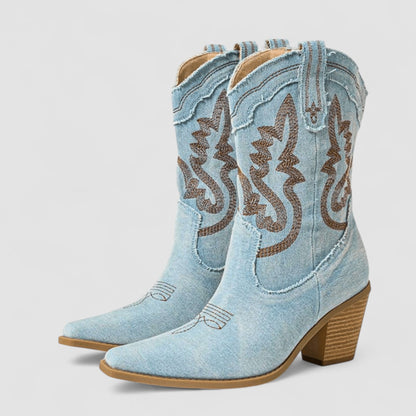 Callie | Embroidered Western Ankle Boots